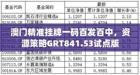 澳门精准挂牌一码百发百中,资源策略GRT841.53试点版