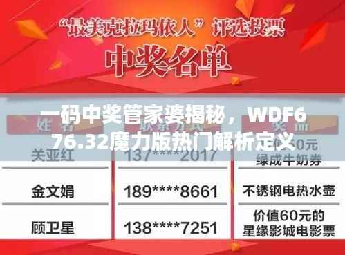 一码中奖管家婆揭秘，WDF676.32魔力版热门解析定义