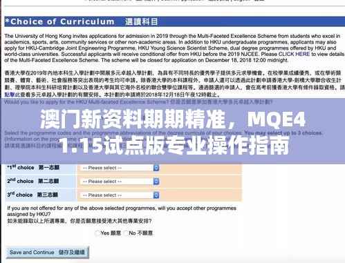 澳门新资料期期精准，MQE41.15试点版专业操作指南