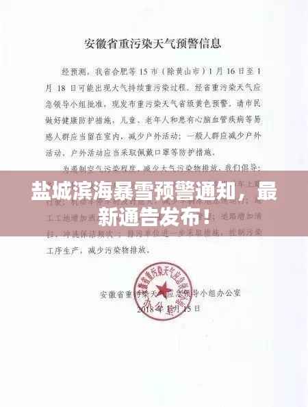 盐城滨海暴雪预警通知,最新通告发布!