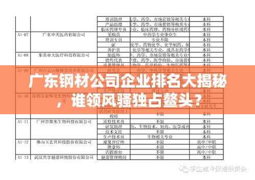 广东钢材公司企业排名大揭秘，谁领风骚独占鳌头？