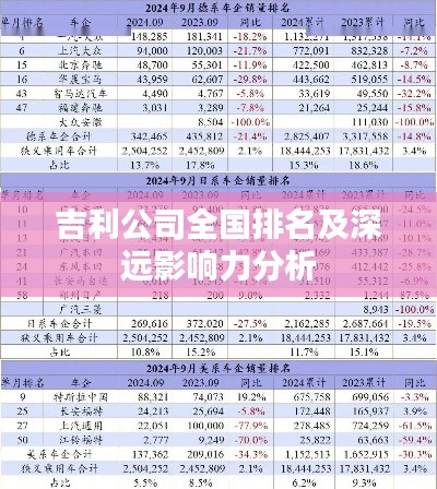 吉利公司全国排名及深远影响力分析